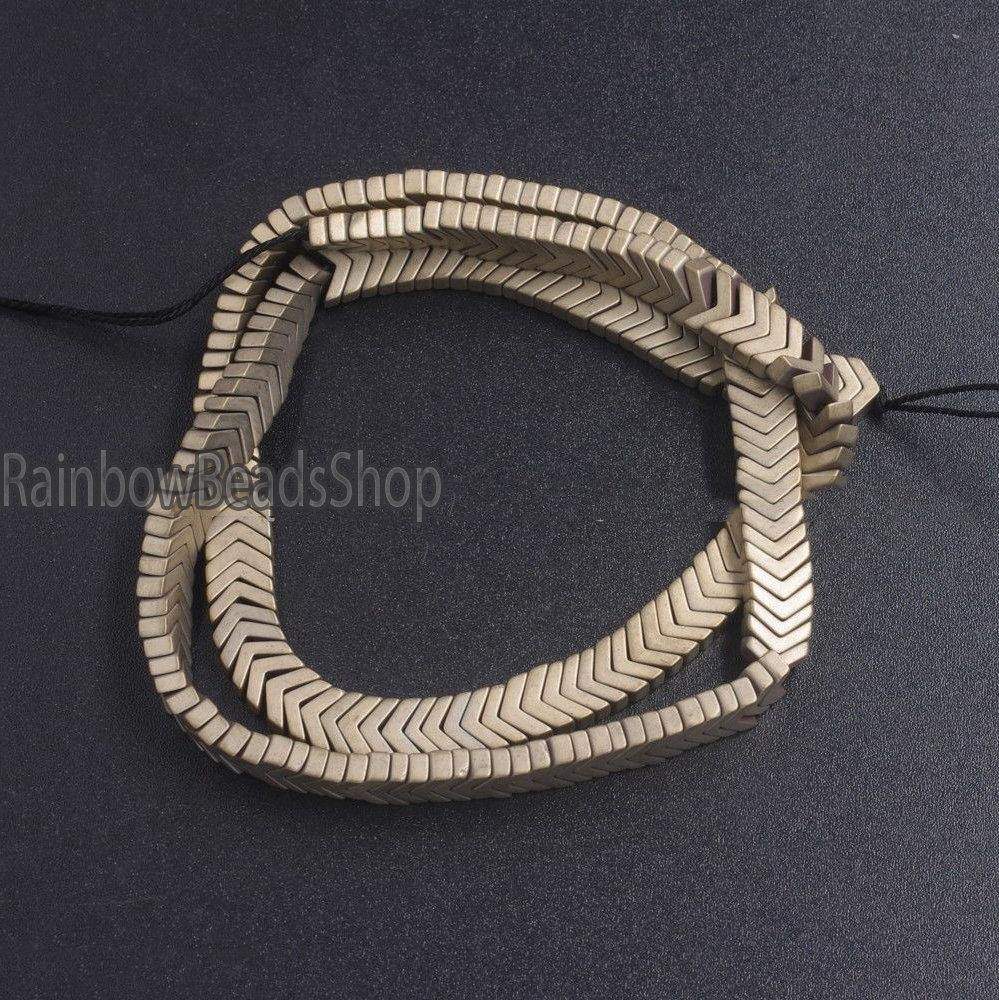 Matte Pyrite V Shape Arrowheaded Hematite Beads, 2x4x6mm 16'' strand