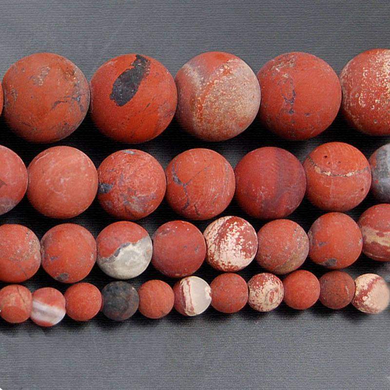 Matte Red Jasper Beads, Frosted stone 15.5 Full Strand, 4- 12mm