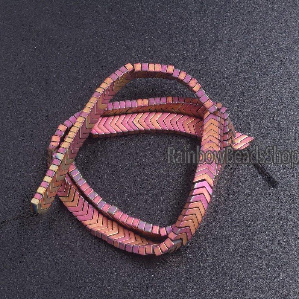 Matte Rose V Shape Arrowheaded Hematite Beads, 2x4x6mm 16'' strand