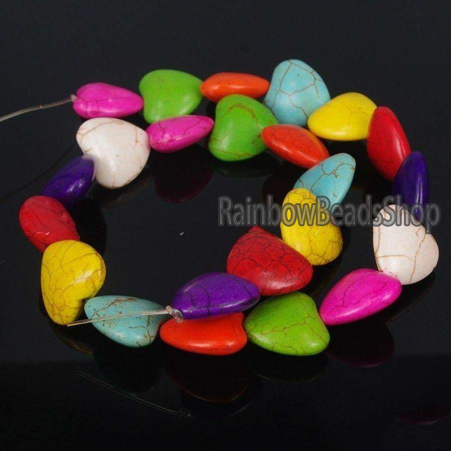 Mixed Heart Howlite Beads, 16'' strand