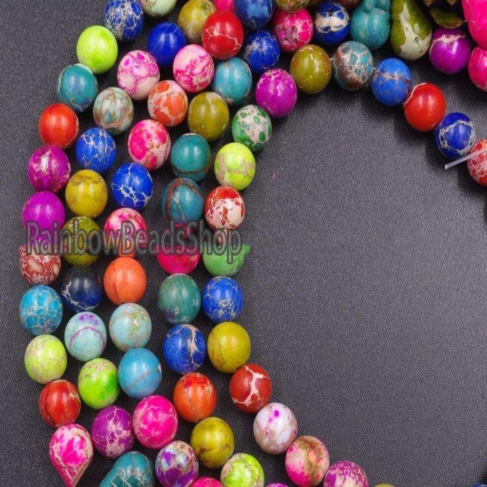 Mixed Sea Sediment Jasper Round stone 4-12mm, 15.5'' strand