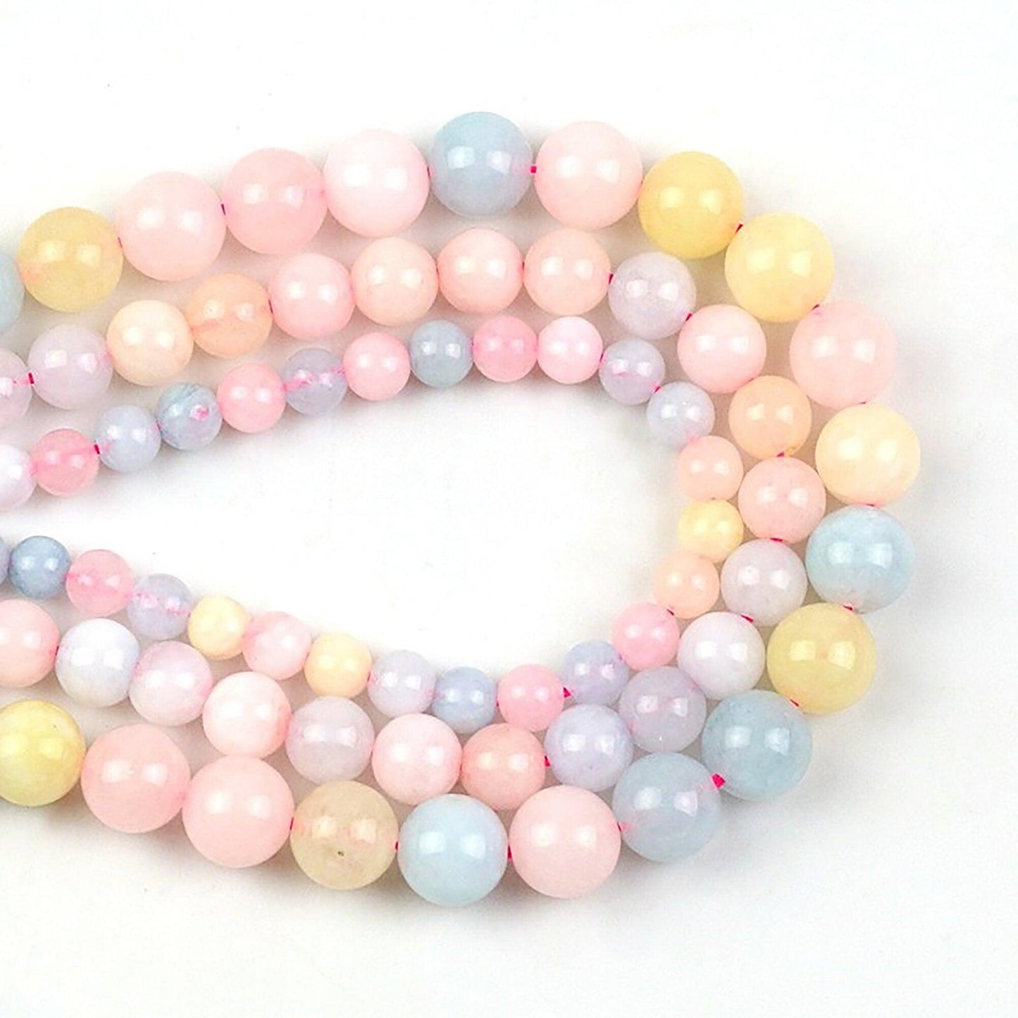 Morganite stone round beads, 6-10mm Natural genuine multi color stone