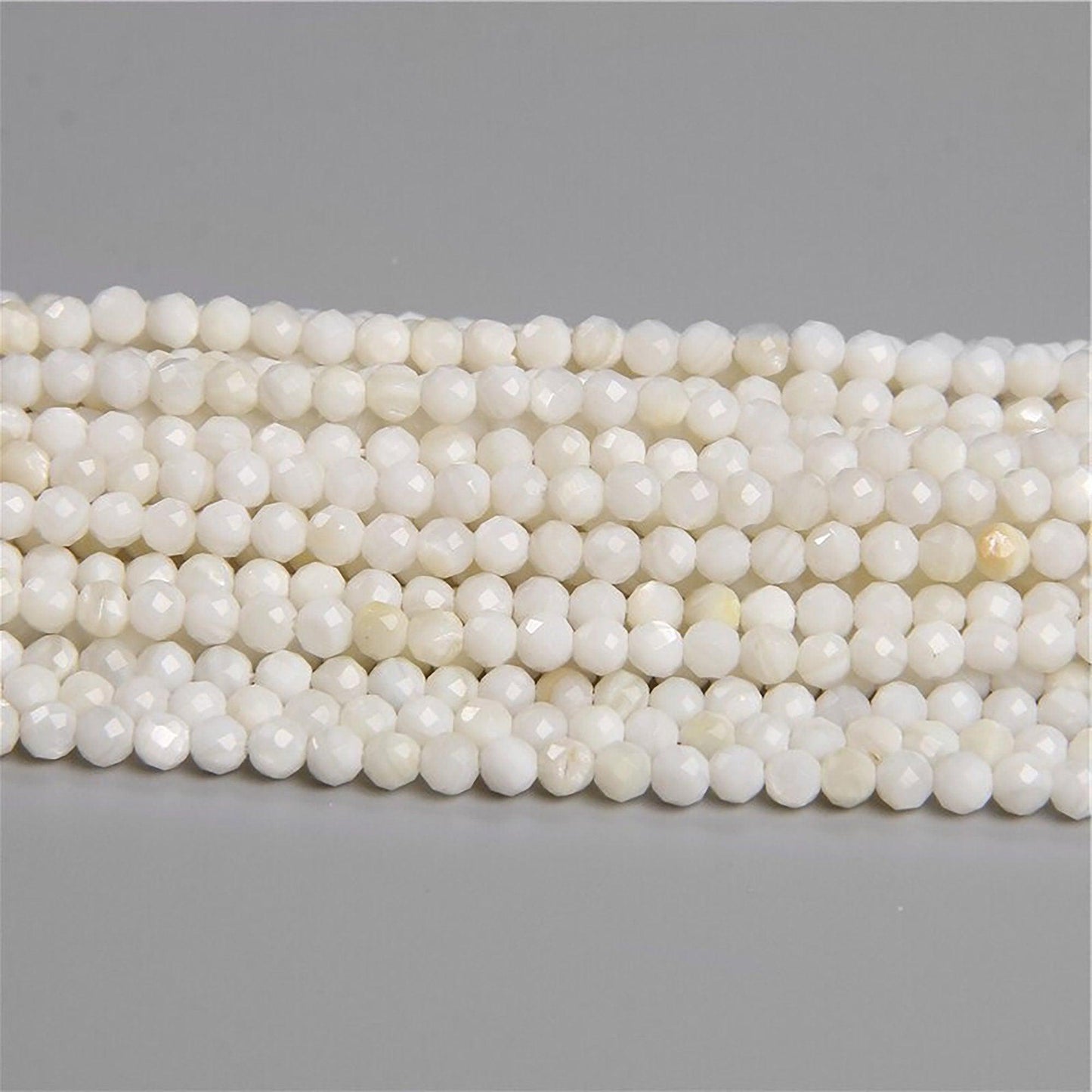 Mother of Pearl Mop shell beads, 2-12mm round beads strand faceted or smooth