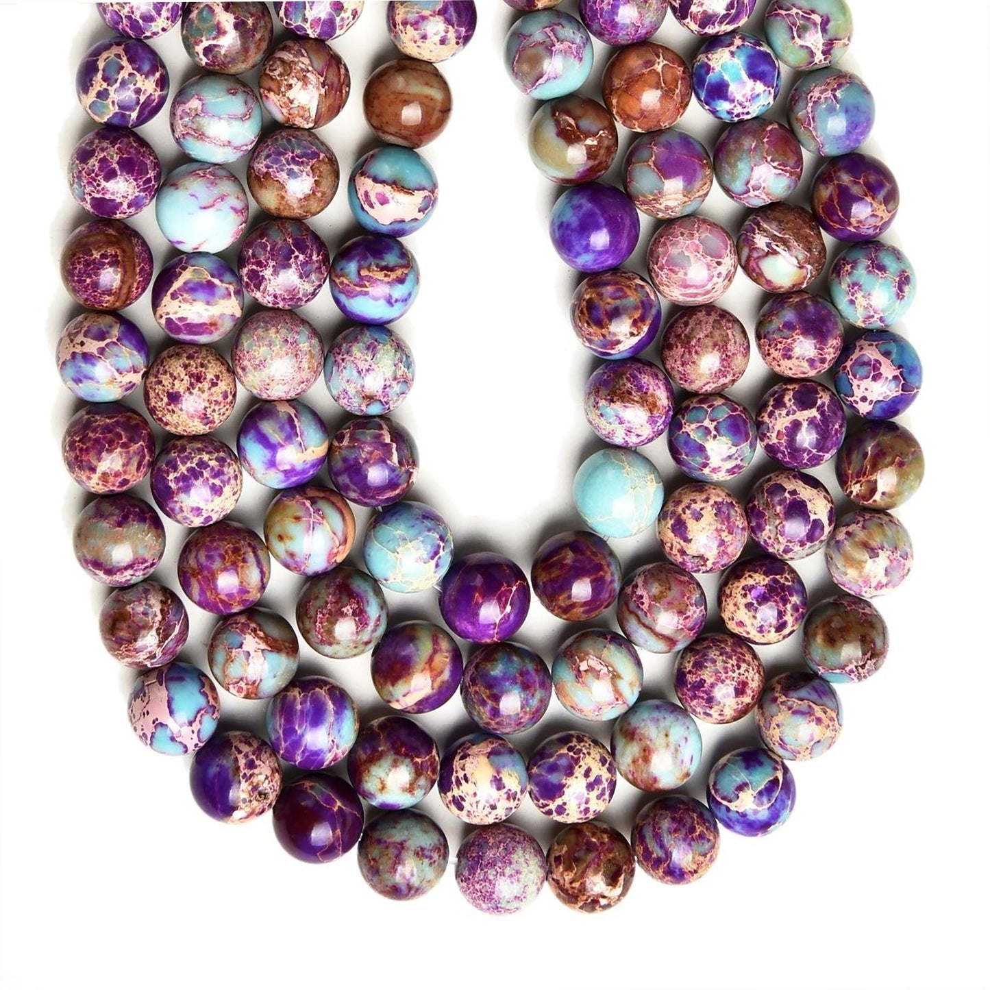 Multi Purple Sea Sediment Jasper Beads, Round 4-12mm, 15.5'' strand