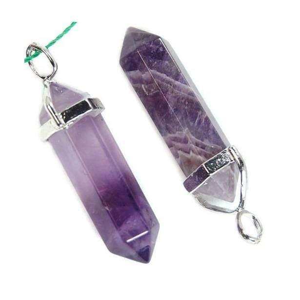 Natural Amethyst double Terminated, Reiki Point Pendant beads, Gemstone, Crystal healing, Chakra Stone bead, Rock chakra pendant