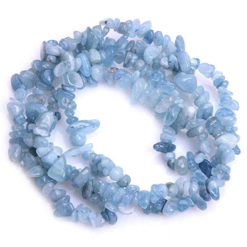 Natural Aquamarine Chip Beads, Polished Stone, 5~8mm 34 Inc per strand