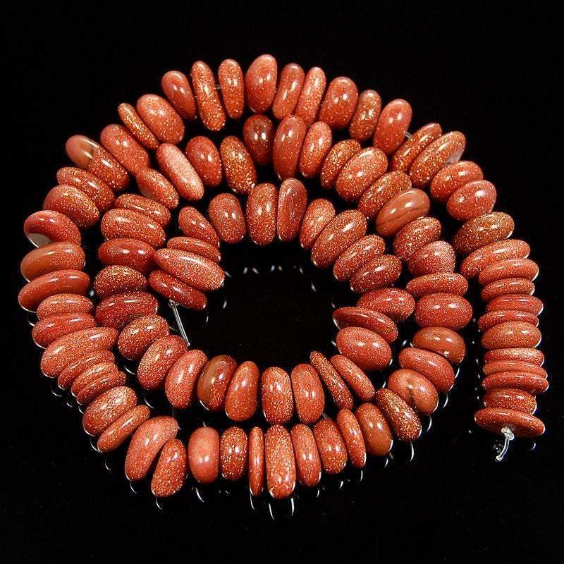 Natural Aventurine beads, Golden Sand Freeform Rondelle Disk Beads