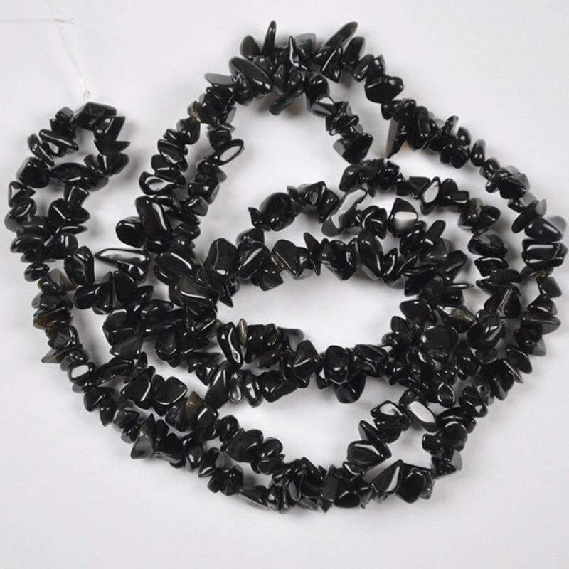Natural Black Obsidian Chip Beads, Gemstone , 5~8mm 34 Inc per strand, Wholesale Jewelry beads