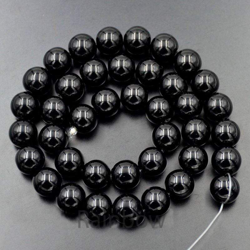 Natural Black Tourmaline beads, Round Jewelry Gemstone Spacer Stone Beads, 4mm 6mm 8mm 10mm 12mm 15''5 str. For Jewelry making and Beading
