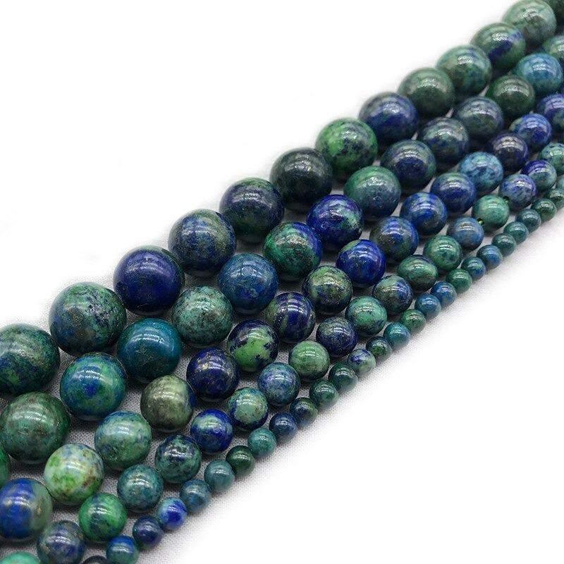 Natural Blue Green Chrysocolla beads, size from 4 to 12mm, 15.5'' strand