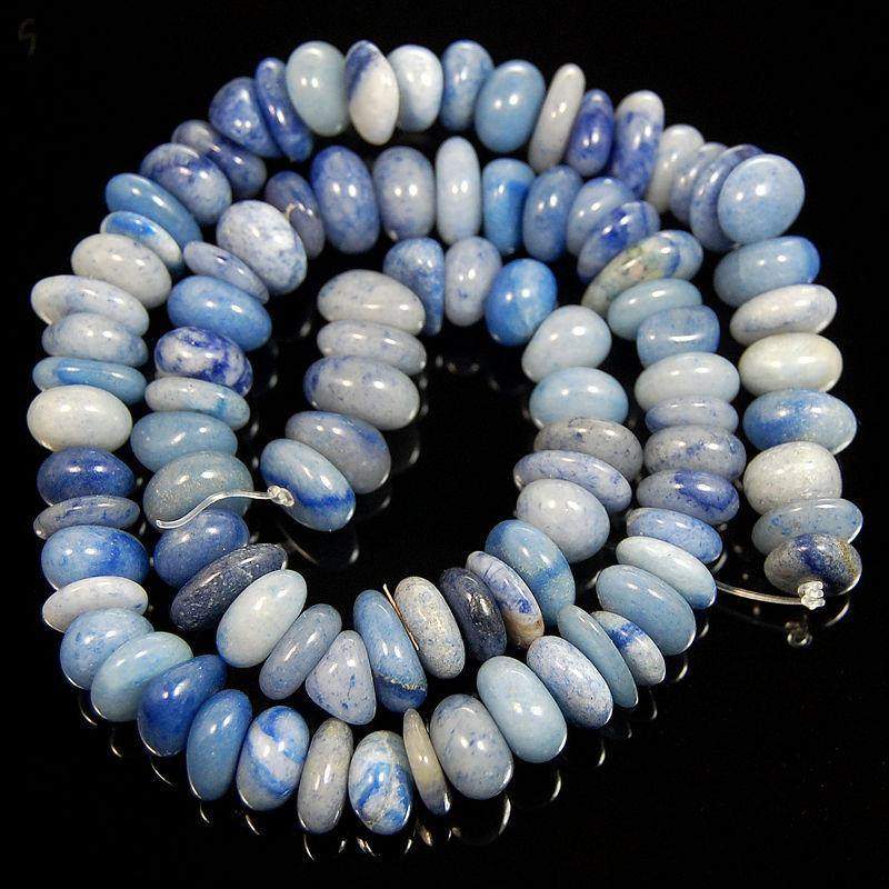 Natural Blue Jade Freeform Rondelle Beads, 3-5x8-13mm, 15'' strand