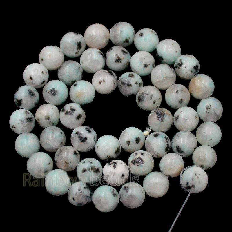 Natural Blue lotus Kiwi Jasper Beads, Round 4-10mm. 15.5'' strand