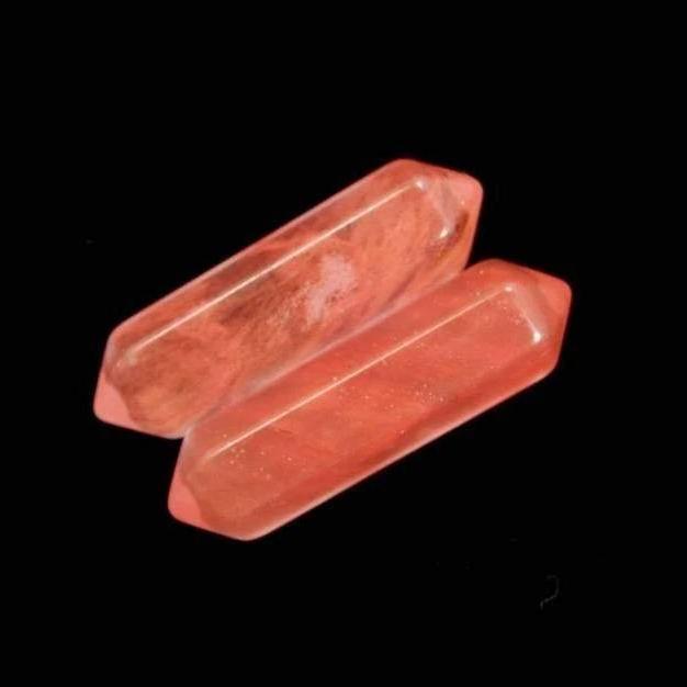 Natural Cherry Quartz double Terminated gemstone wand double chakra Healing crystal hexagonal Stone