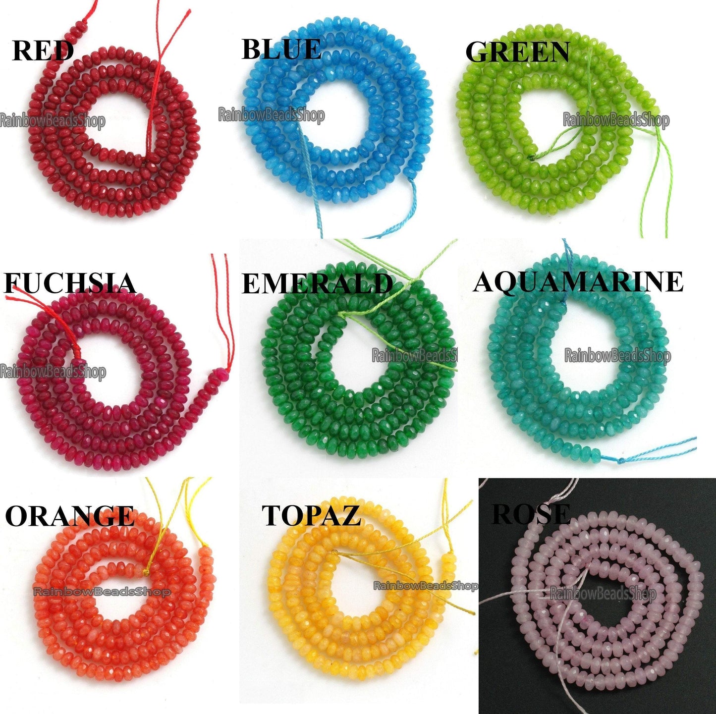 Natural Dyed Rondelle Faceted Jade Beads, 4x6 5x8mm, 15.5''