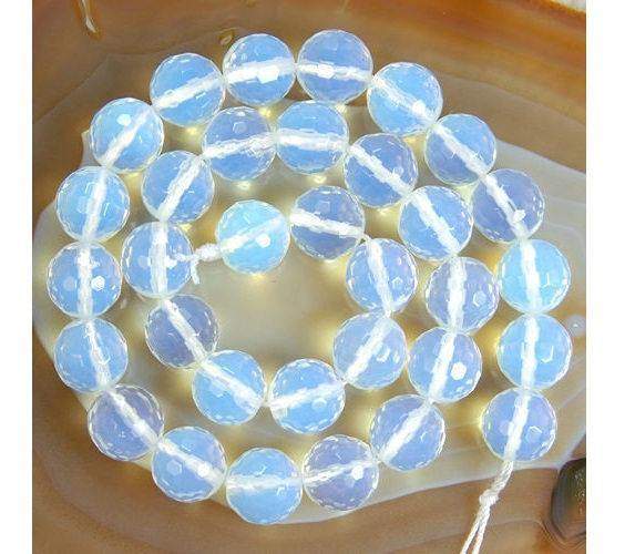 Natural Faceted Clear White Opalite Beads 4mm 6mm 8mm 10mm Gemstone Beads, Stone Round Natural Beads, 15''5 strand