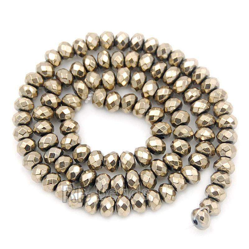 Natural Faceted Copper Hematite Rondelle Beads, 2-10mm 16'' strand