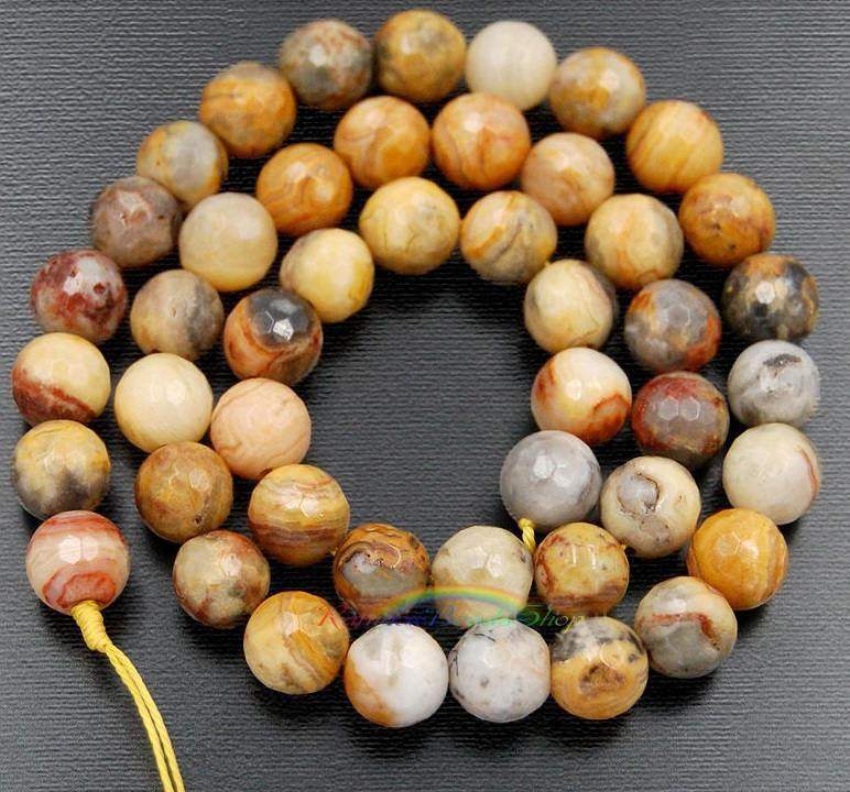 Natural Faceted Crazy Agate beads, Round 6-12mm, 15.5'' inch strand