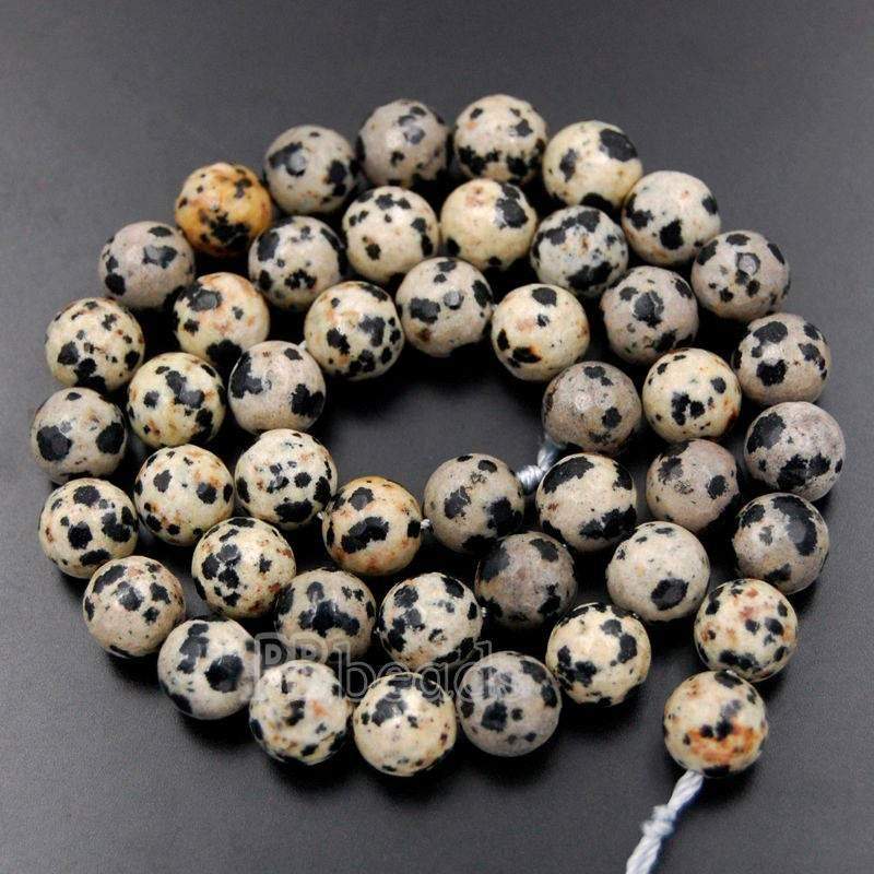 Natural Faceted Dalmatian Jasper Beads, 4-10mm Round, 15.5'' strand