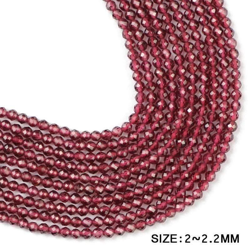 Natural Faceted Red Garnet Beads, Round, 2-3 mm, 15.5'' strand