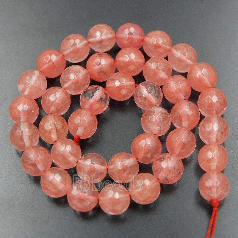 Natural Faceted Rose Cherry Quartz Beads, 4mm 6mm 8mm 10mm 12mm Round Jewelry Gemstone Stone Beads, 15'5 st. For Jewelry making and Beading