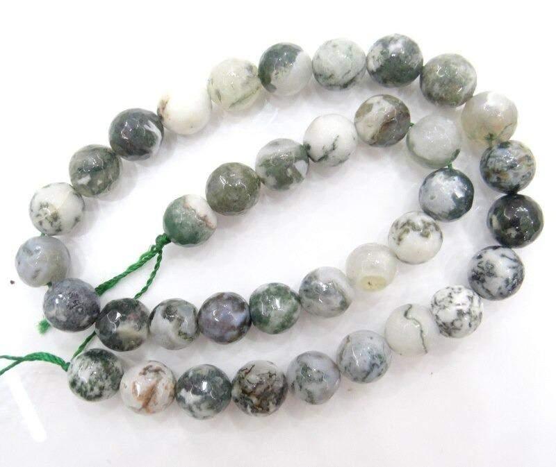 Natural Faceted Tree Agate Beads, Round 6-10mm, 15.5'' inch strand