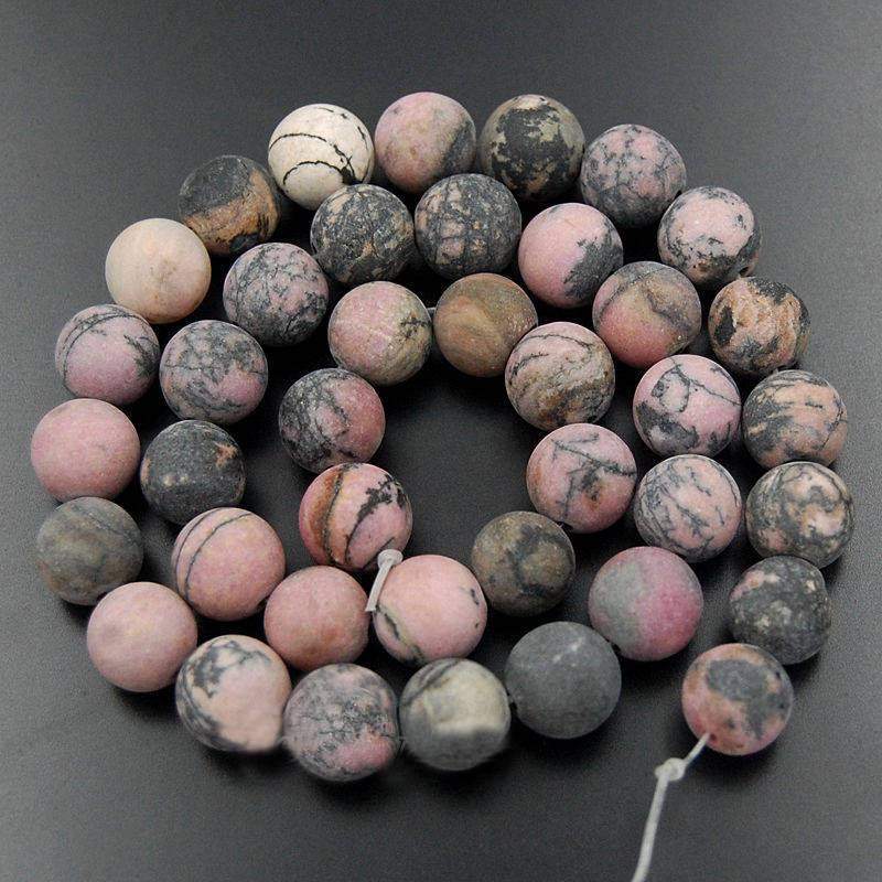 Natural Frosted Red Black Rhodonite beads, Matte Gemstone Beads, Round Natural Beads, Stone Spacer Beads, 4mm 6mm 8mm 10mm 15''5 strend