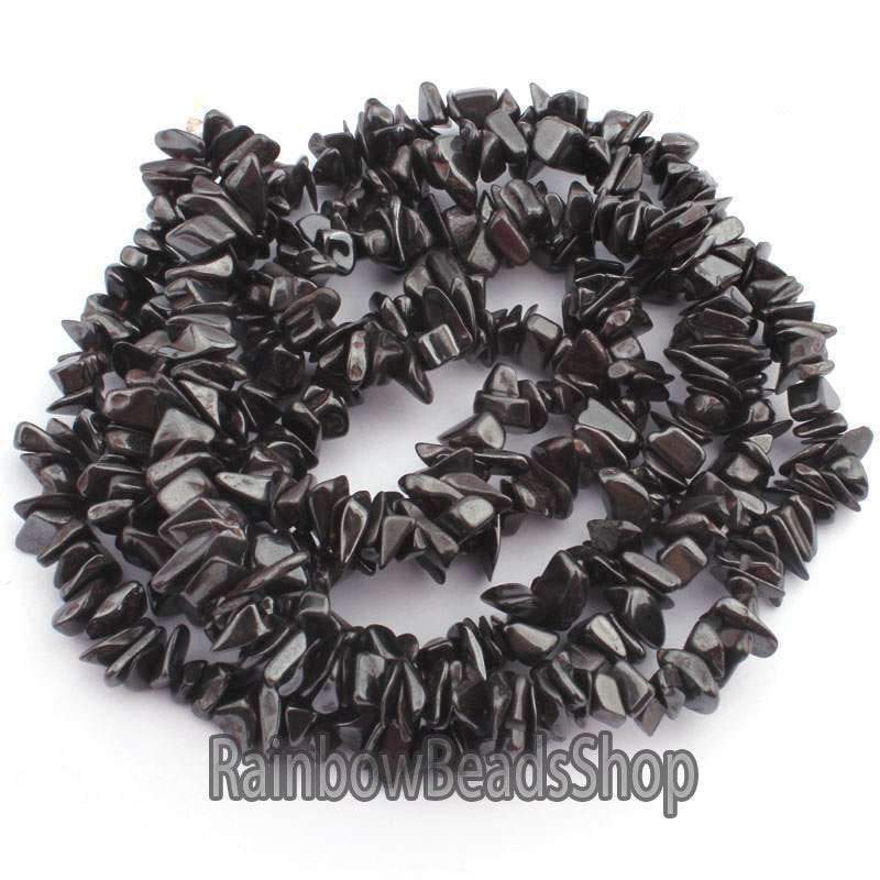 Natural Hematite Chip Black Beads, 5~8mm 34 Inc per strand