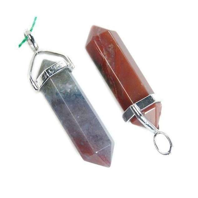 Natural Indian Agate double Terminated, Reiki Point Pendant beads, Gemstone, Crystal healing, Chakra Stone bead, Rock chakra pendant