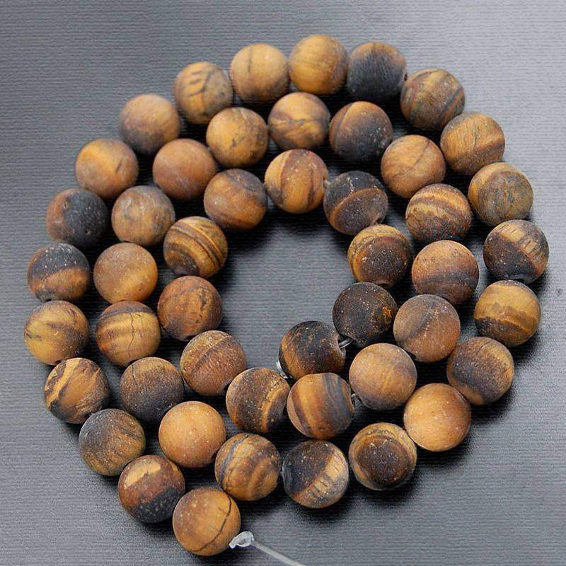 Natural Matte Brown Yellow Tiger Eye Beads, Gemstone Beads Jewelry Round Stone Beads 4mm 6mm 8mm 10mm 12mm, 15''5 strand
