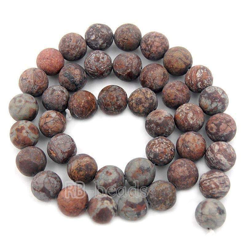 Natural Matte Frosted Coffee Jasper Brown Beads, 4-10mm Round stone