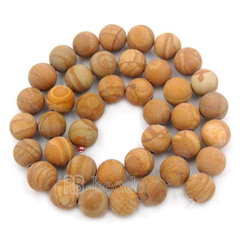 Natural matte frosted Wood Grain Jasper Brown Beads, 4- 10mm