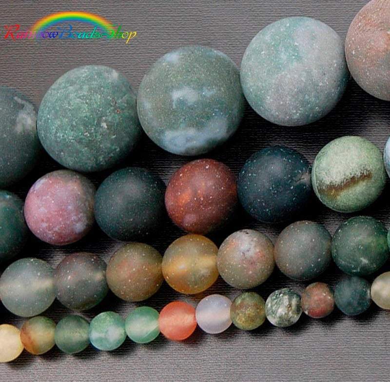 Natural Matte Indian Agate beads, 4-12mm round, 15.5'' inch strand