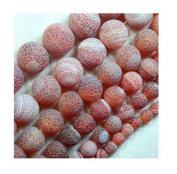 Natural Matte Red Fire Agate beads, 4-12mm Round, 15.5'' inch strand