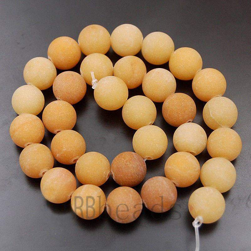Natural Matte Yellow Aventurine Beads, 4-12mm, Round, 15.5'' inch str.