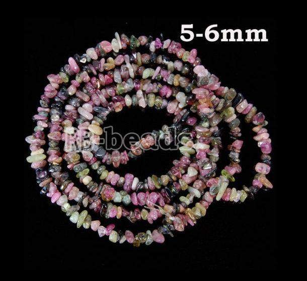 Natural Purple Tourmaline Chip Beads, Smooth Gemstone Spacer Beads, Polished Stone Beads, 5~6mm 34 Inc per strand, Wholesale Jewelry beads