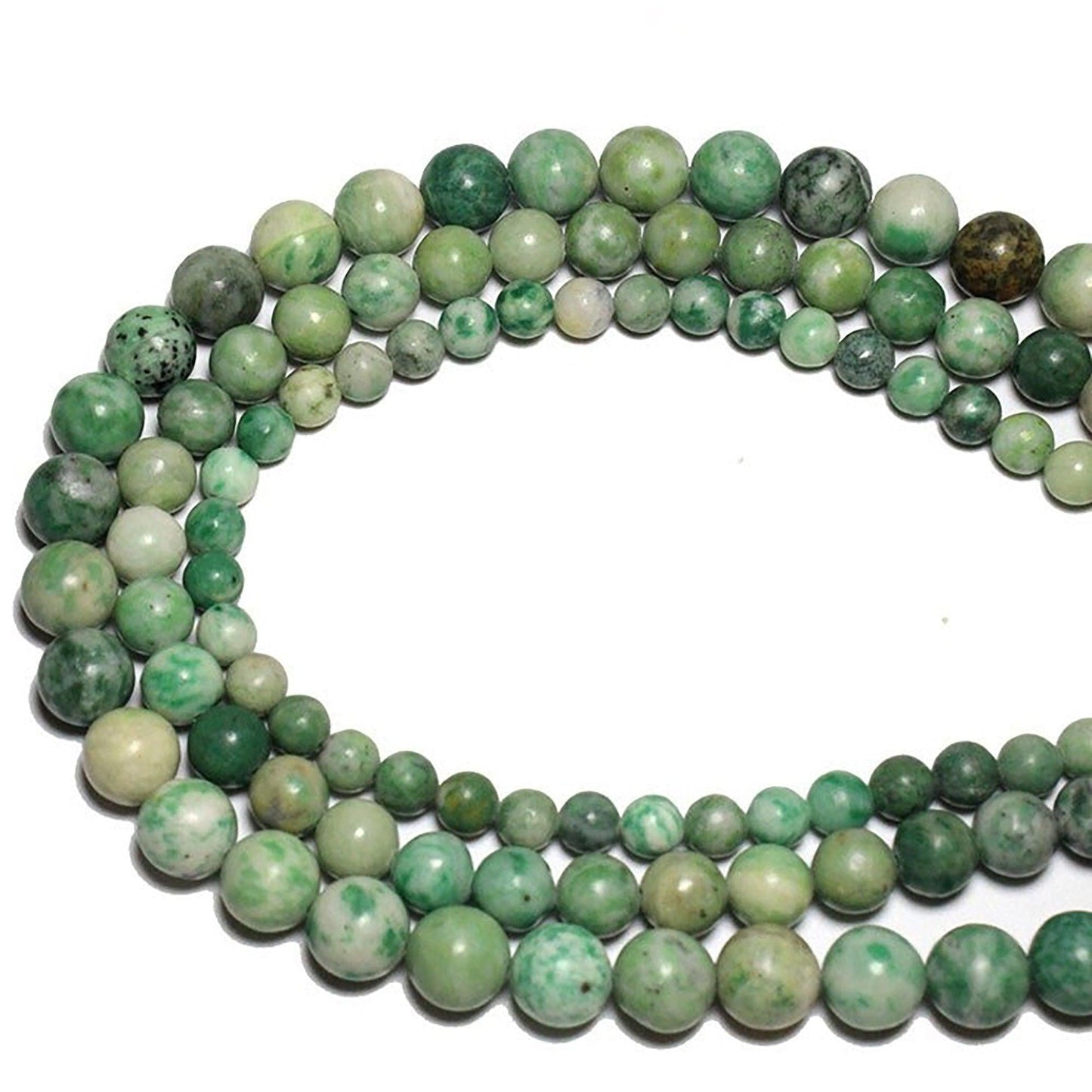 Natural Qinghai Green Jade beads, round Chinese nephrite