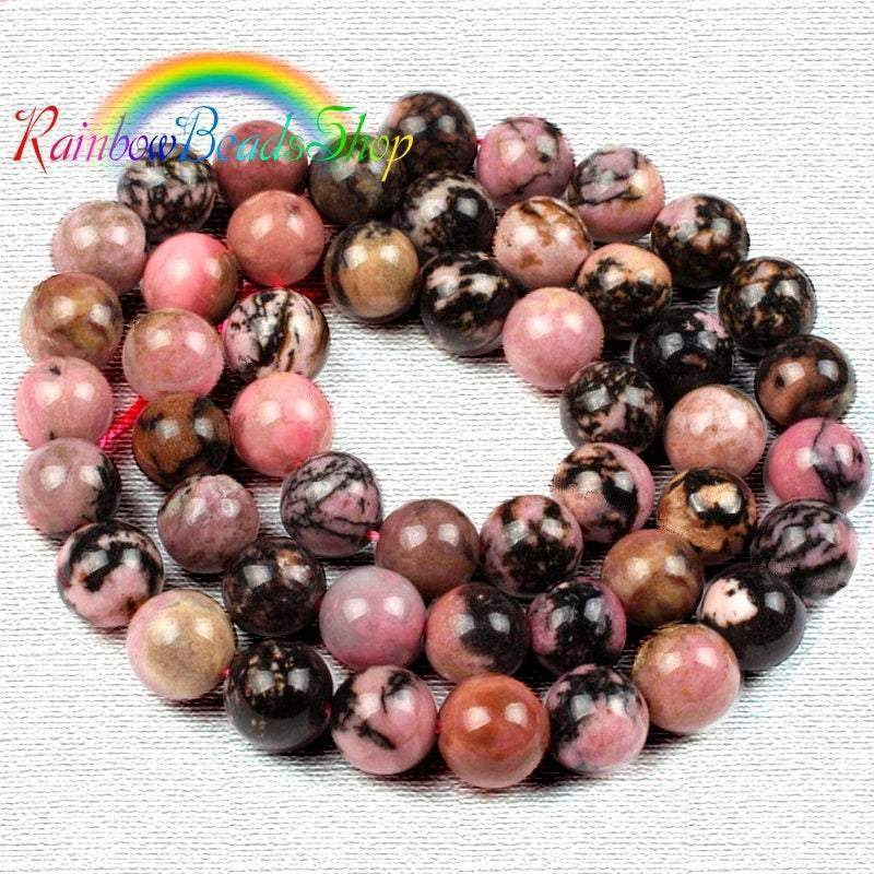 Natural Red Black Rhodonite Beads, Gemstone Beads, Round Natural Beads, Stone beads, Full Strand, 4mm 6mm 8mm 10mm