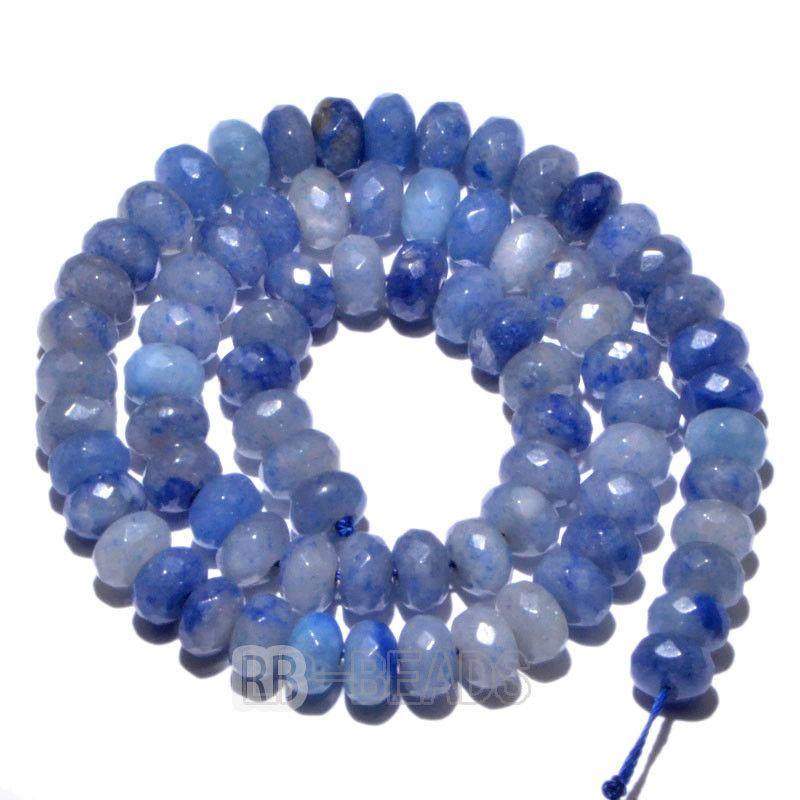 Natural Rondelle Blue Aventurine Beads, Smooth Matte and Faceted