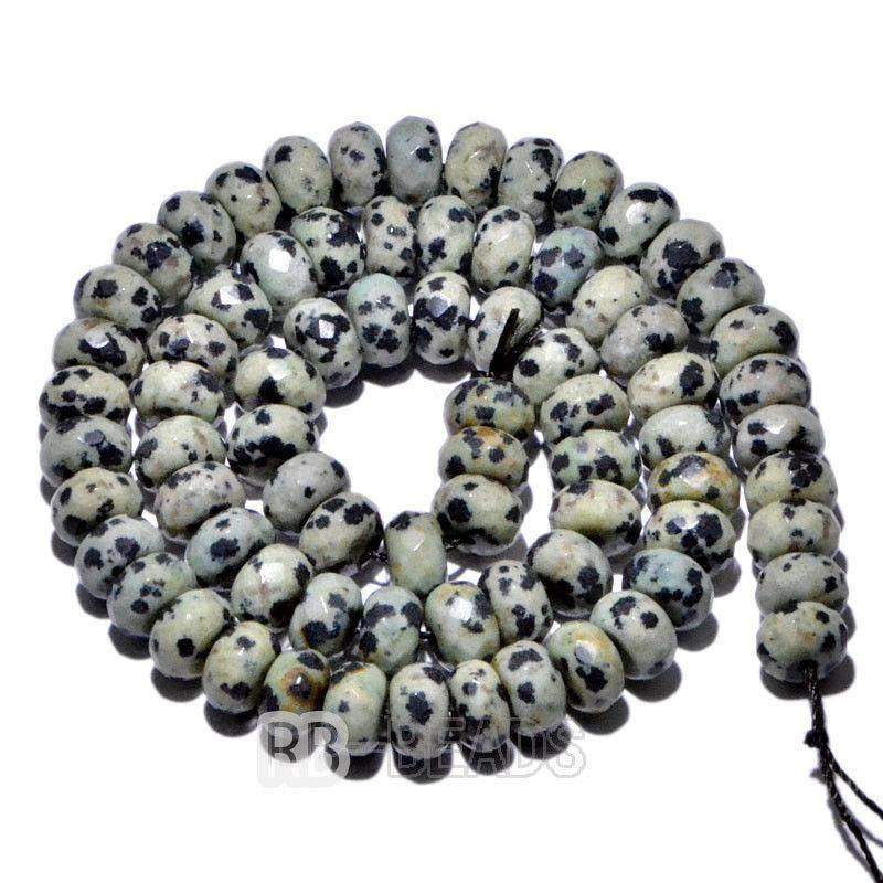 Natural Rondelle Dalmatian Jasper Beads, Smooth Matte and Faceted