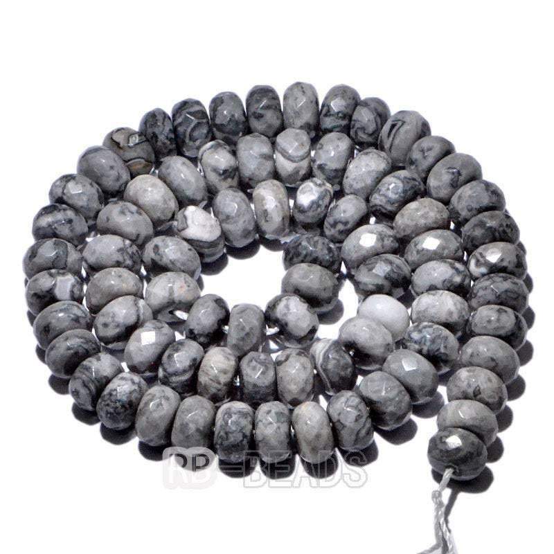 Natural Rondelle Landscape Jasper Beads, Smooth Matte and Faceted