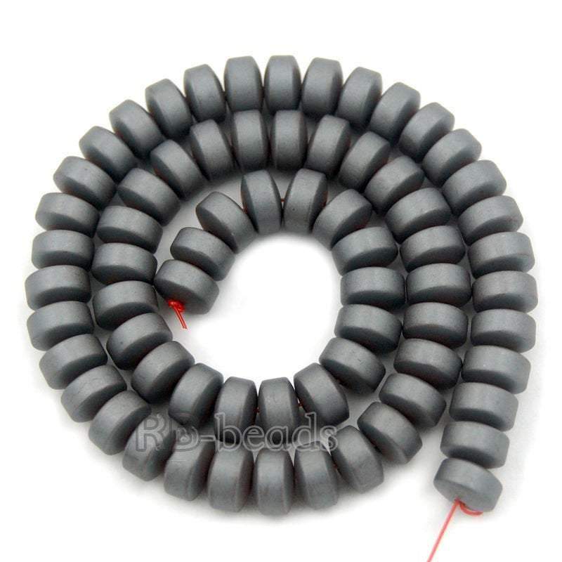 Natural Rondelle Matte Black Hematite Beads, 2-10mm 16'' strand
