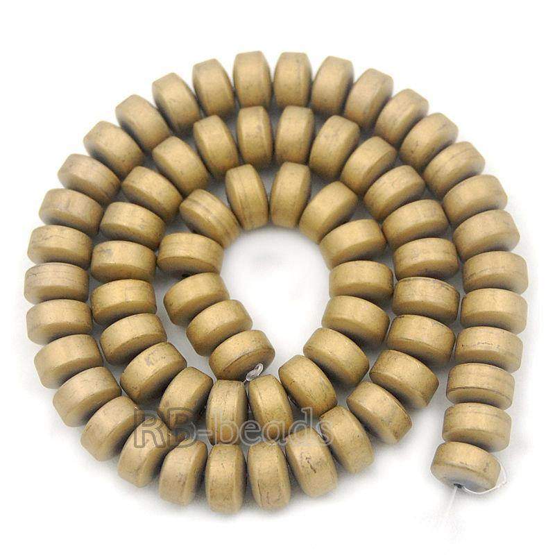 Natural Rondelle Matte Gold Hematite Beads, 16'' strand