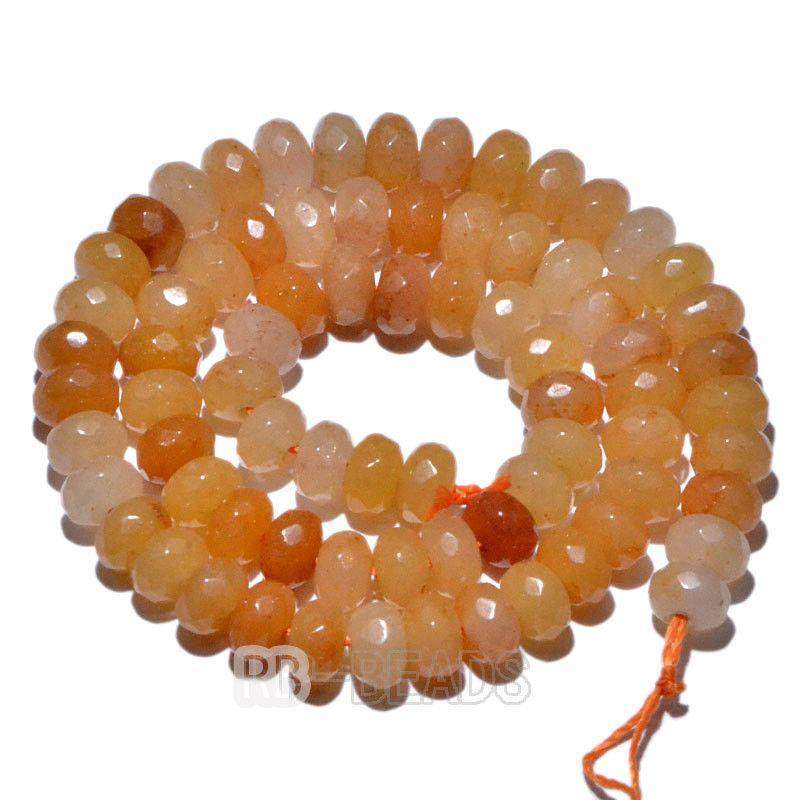 Natural Rondelle Yellow Aventurine Beads, Smooth Matte and Faceted