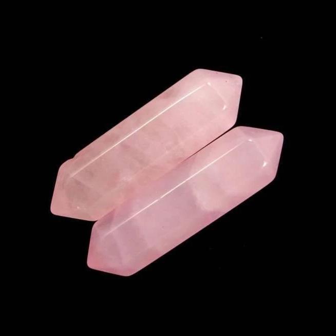 Natural Rose Quartz double gemstone wand double chakra Healing crystal hexagonal Stone
