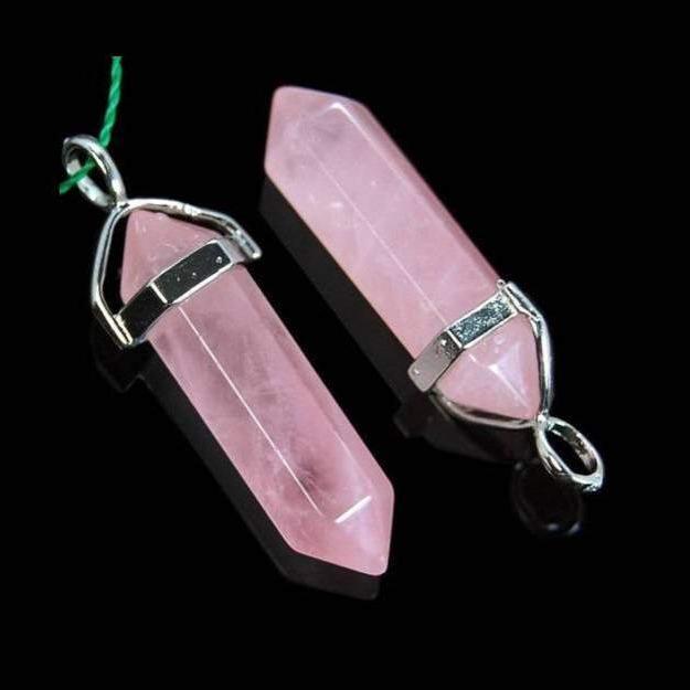 Natural Rose Quartz double Terminated, Reiki Point Pendant beads, Gemstone, Crystal healing, Chakra Stone bead, Rock chakra pendant