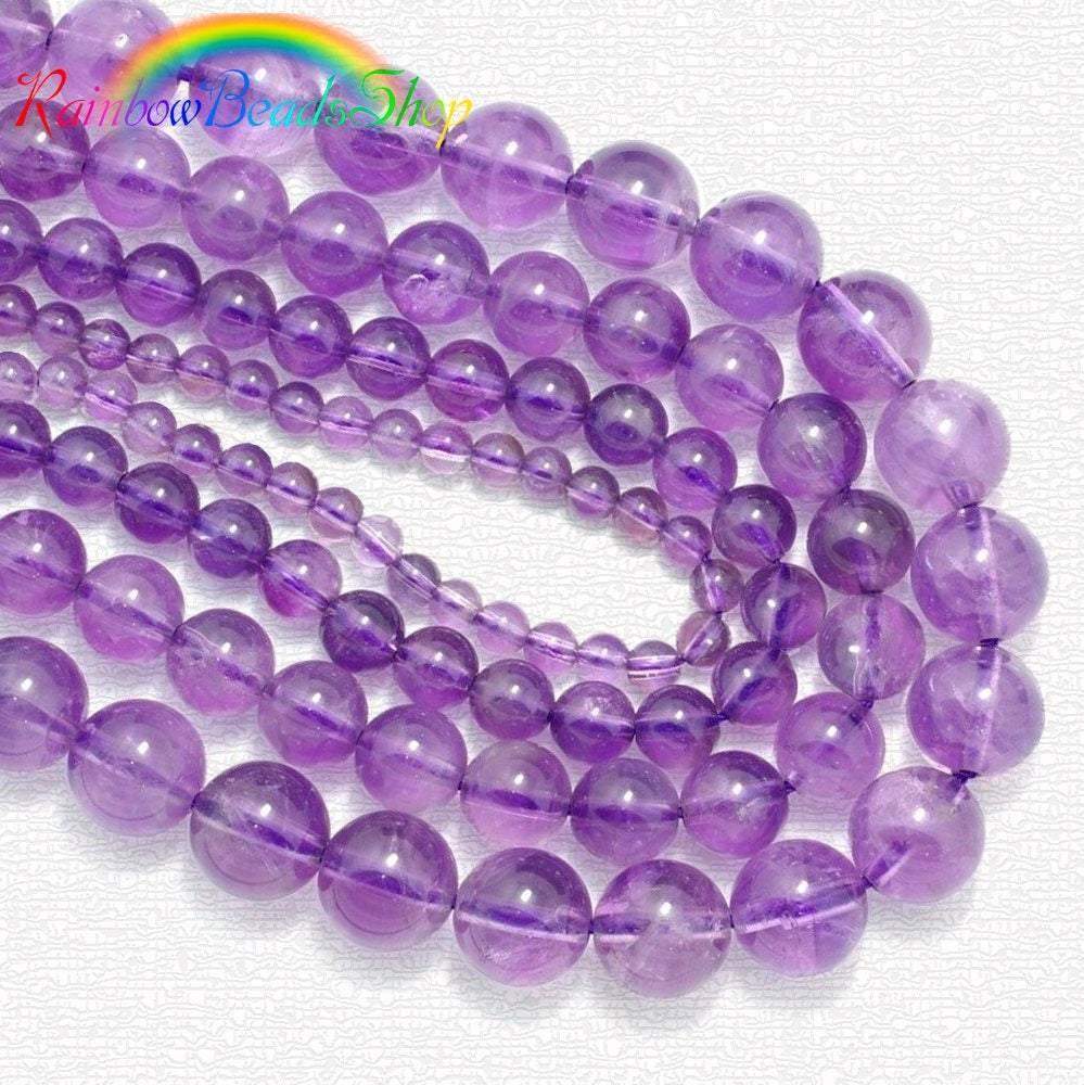 Natural Round Amethyst Beads, Grade AAA, Size 4-10mm, 15.5 inch strand