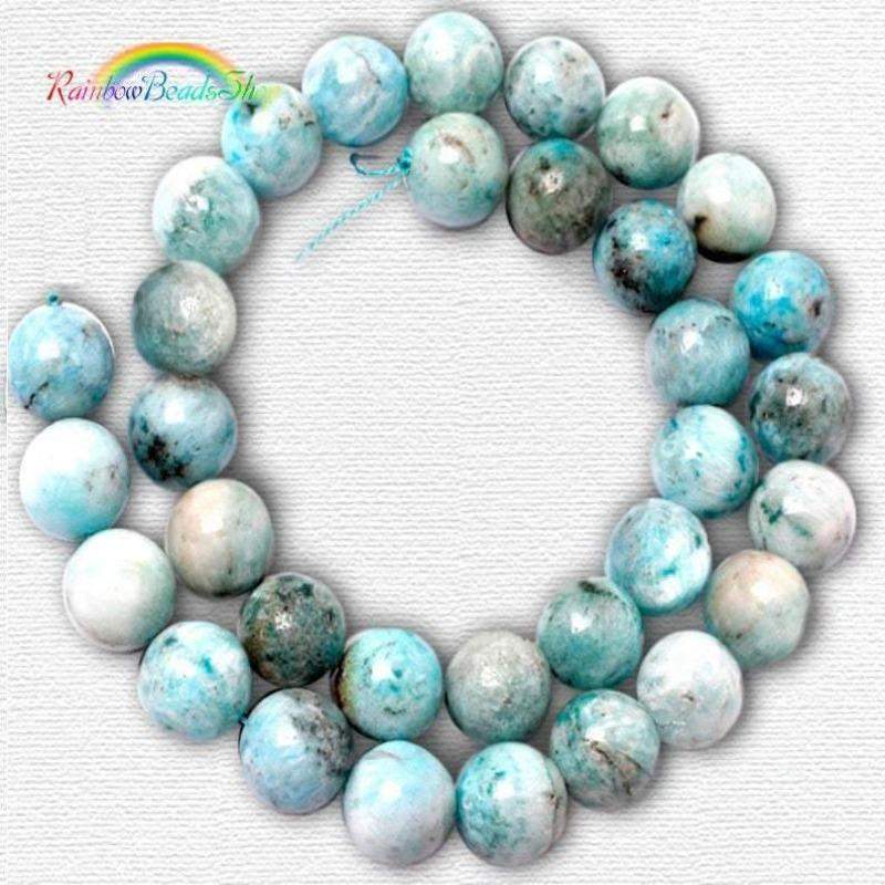 Natural Gemstone Blue Hemimorphite Round Spacer Beads For Jewellery Making 15UK - Foto 7