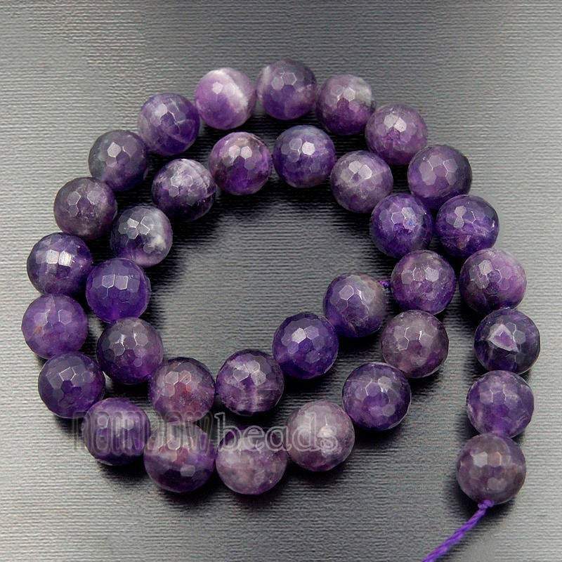Natural Round Faceted Amethyst Beads, size 4-12mm, 15.5'' inch Strand