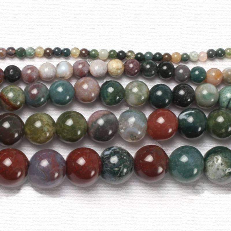 Natural Round Indian Agate Beads, 4-16mm, 15.5'' inch full Strand