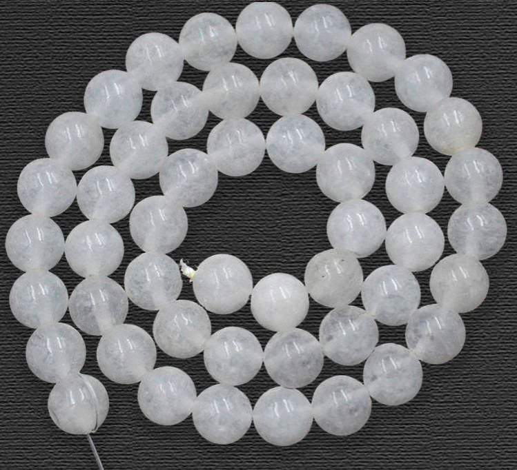 Natural Round White Jade Beads, 15.5'' strand, 2-12mm